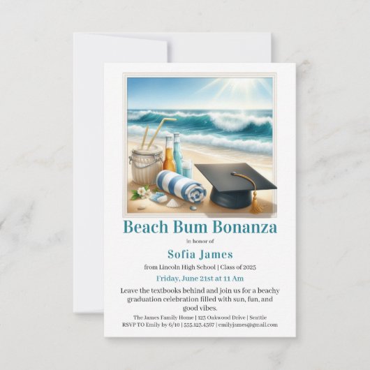 Beach Graduation Party Invitation Einladung (Vorderseite)