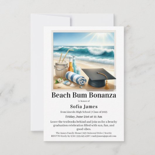 Beach Graduation Party Invitation Einladung (Vorderseite)