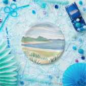 Beach Grass Bay | Watercolor Ocean Coastal Sea Pappteller (Party)