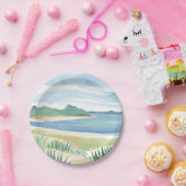 Beach Grass Bay | Watercolor Ocean Coastal Sea Pappteller (Party)