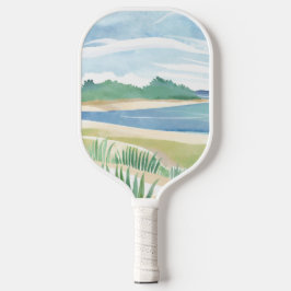 Beach Grass Bay | Watercolor Ocean Coastal Sea Pickleball Schläger