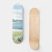 Beach Grass Bay | Watercolor Ocean Coastal Sea Skateboard (Vorderseite)