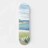 Beach Grass Bay | Watercolor Ocean Coastal Sea Skateboard (Vorne)