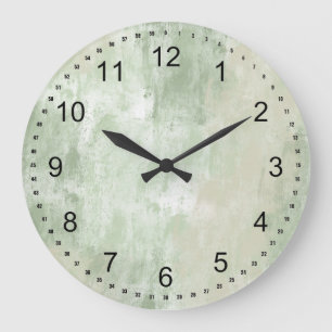 Beach Green Cream Sand abstract Große Wanduhr