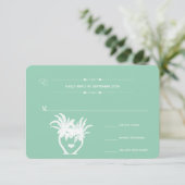 Beach Green Palm Tree Destination Chalkboard RSVP Karte (Stehend Vorderseite)