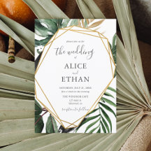Beach Greenery Script Wedding Einladung