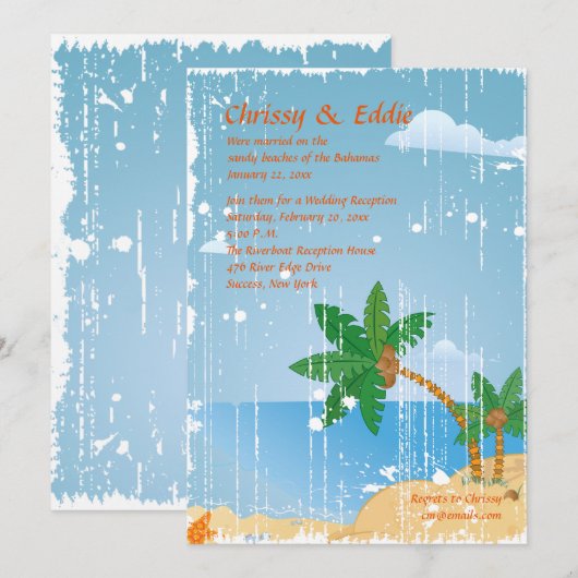 Beach Grunge Einladung (Vorne/Hinten)