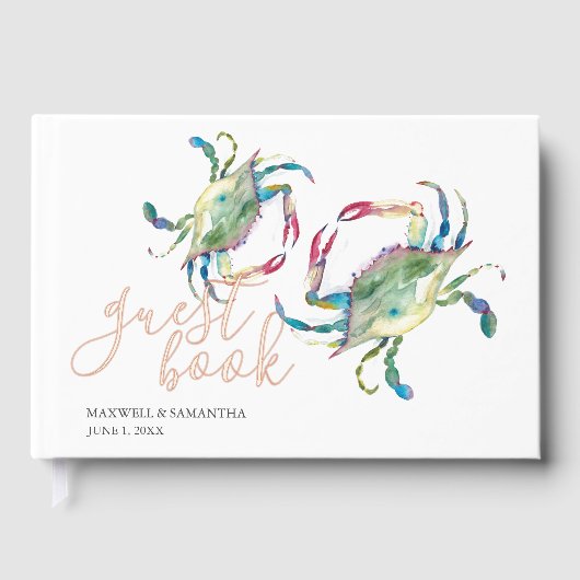 Beach Guest Book Watercolor Crabs Gästebuch (Vorderseite)
