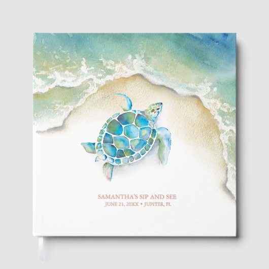 Beach Guest Book Watercolor Sea Turtle Gästebuch (Vorderseite)