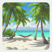 Beach Hammock Turks und Caicos Reisen Quadratischer Aufkleber (Vorderseite)
