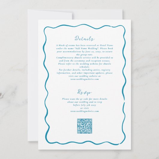 Beach Hand Drawn QR UAWG All-in-One Hochzeit Einladung (Rückseite)