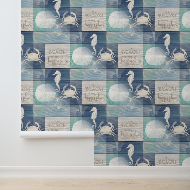 Beach Happy Place Blue Aqua Wallpaper Tapete (Anwendung)