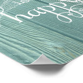 Beach Happy Place Starfish Aqua Wood Poster (Ecke)