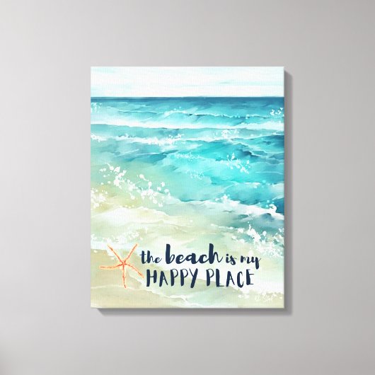 Beach Happy Place Starfish Ocean Waves Küste Leinwanddruck (Vorderseite)