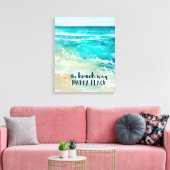 Beach Happy Place Starfish Ocean Waves Küste Leinwanddruck (Insitu (Wohnzimmer))