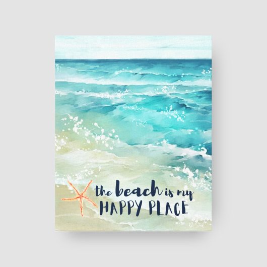 Beach Happy Place Starfish Ocean Waves Küste Leinwanddruck