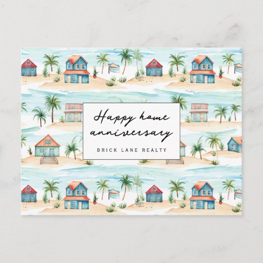 Beach Happy Zuhause Anniversary Realty Postkarte (Vorderseite)