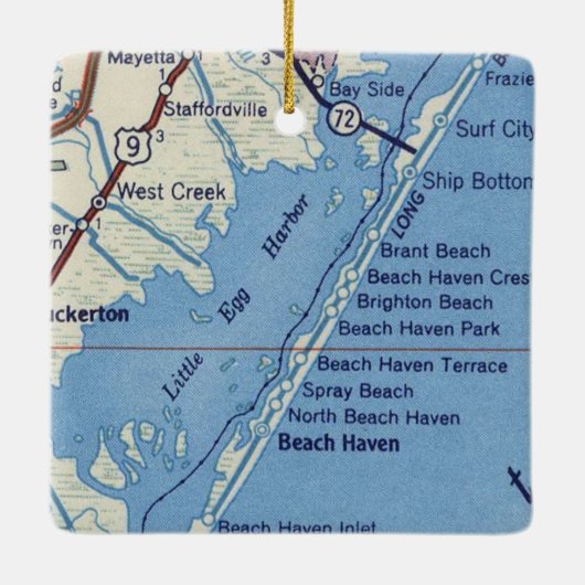 Beach Haven NJ Vintage Karte Keramikornament (Rückseite)