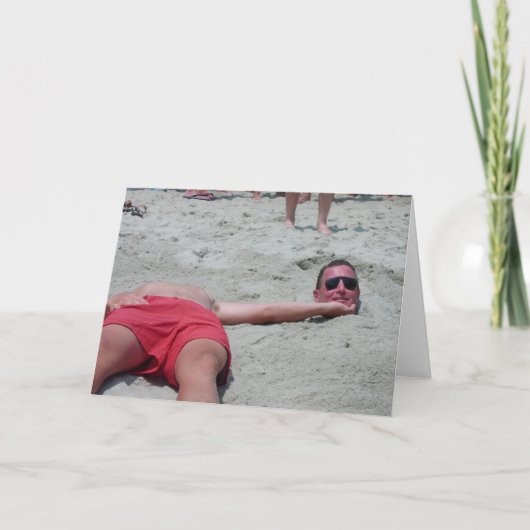 Beach Head Funny Vacation Greeting Card (Blank) Karte (Vorderseite)