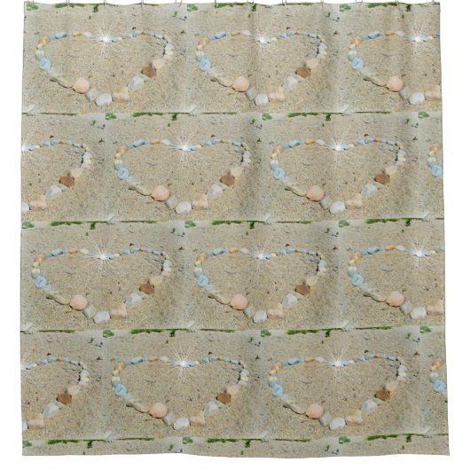 Beach Heart Art Duschvorhang (Vorderseite)