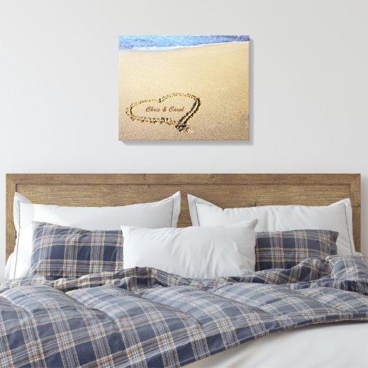 Beach Heart Canvas Print mit Individuellen Namen Leinwanddruck (Insitu (Schlafzimmer))