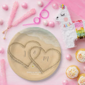 Beach Heart Custom Wedding Sand & Sea Pappteller (Party)