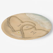 Beach Heart Custom Wedding Sand & Sea Pappteller (Schrägansicht)