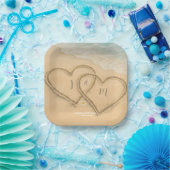 Beach Heart Custom Wedding Sand & Sea Pappteller (Party)