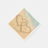 Beach Heart Custom Wedding Sand & Sea Serviette (Ecke)