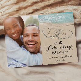 Beach Heart Foto Save the Date Ankündigungspostkarte