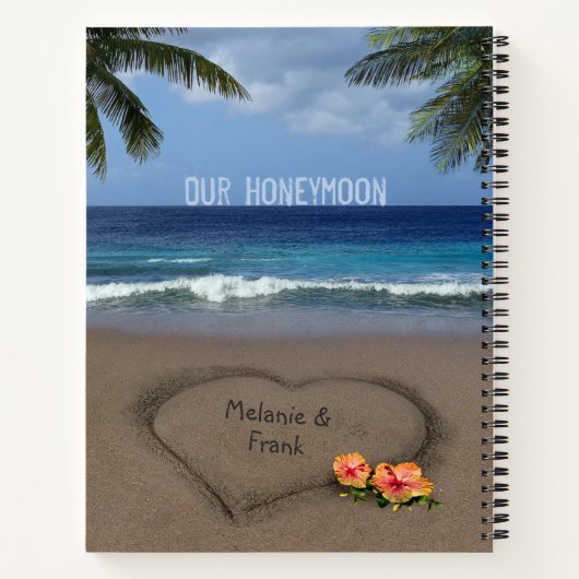 Beach Heart mit anpassbarem Text auf der Vordersei Notizblock (Rückseite)