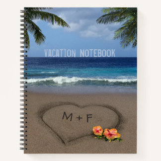 Beach Heart mit anpassbarem Text auf der Vordersei Notizblock