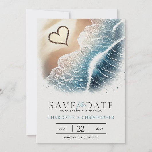 Beach Heart Save The Date (Vorderseite)