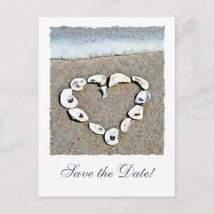 Beach Heart Save the Date Ankündigungspostkarte