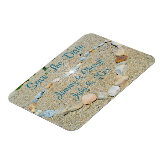 Beach Heart Save the Date Magnet (Linke Seite)