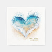 Beach Heart Shape Wave Wedding Paper Napkin Serviette (Vorderseite)