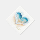 Beach Heart Shape Wave Wedding Paper Napkin Serviette (Ecke)