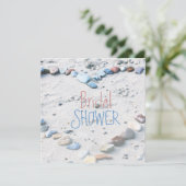 Beach Heart Wedding Brautparty Einladung (Stehend Vorderseite)