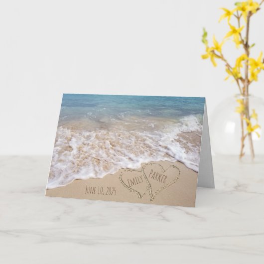 Beach Hearts Hochzeit Karte (Gelbe Blume)