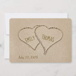 Beach Hearts im Sand für Vow Renewal Zeremonie Einladung