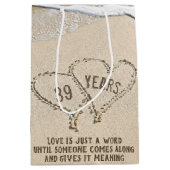 Beach Hearts Mittlere Geschenktasche zum 39. Jubil Geschenktüte (Vorderseite)