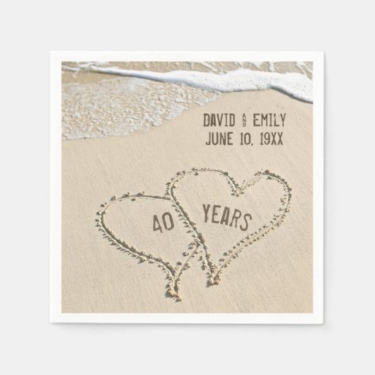 Beach Hearts Napkins, 40 Jahre alt Serviette (Vorderseite)