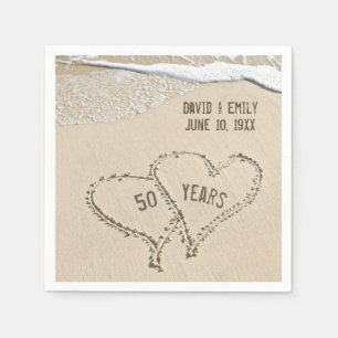 Beach Hearts Napkins, 50 Jahre alt Serviette