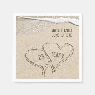 Beach Hearts Napkins zum 25. Jahrestag Serviette