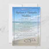 Beach Hearts Zielort nach Hochzeit Empfang Einladung (Vorderseite)