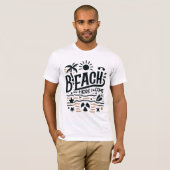 Beach Here I Come Sunny Palm Tree & Surf Vibe T-Shirt (Vorne ganz)