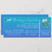 Beach Hochzeit in Urlaubsort Boarding Pass Einladung (Vorne/Hinten)