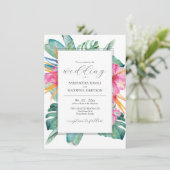 Beach Hochzeit in Urlaubsort Einladungen Tropical (Stehend Vorderseite)