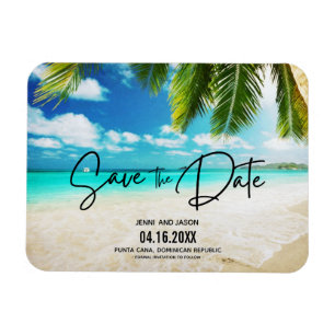 Beach Hochzeit in Urlaubsort Foto Save the Date Ma Magnet