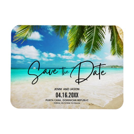 Beach Hochzeit in Urlaubsort Foto Save the Date Ma Magnet (Horizontal)